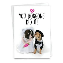1 Funny Wedding Card with Envelope - Married Dogs Wedding Congrats C6898WDG