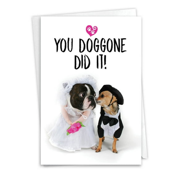 1 Funny Wedding Card with Envelope - Married Dogs Wedding Congrats C6898WDG