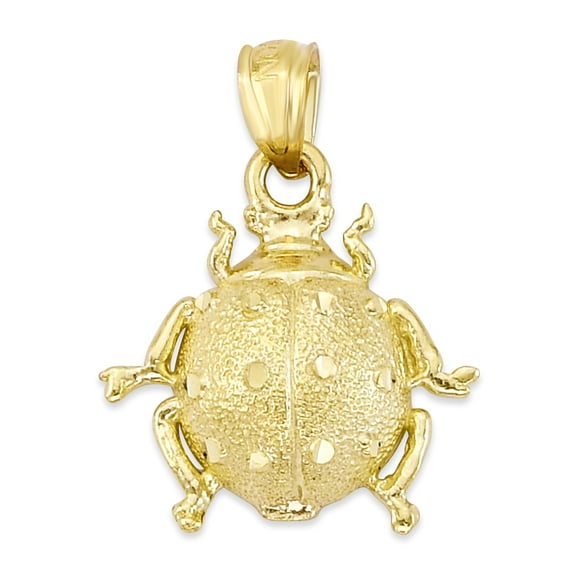 Golden Fire Solid 14k Gold Lady Bug Pendant - Insect Jewelry, Springtime Jewlry Gifts for Women
