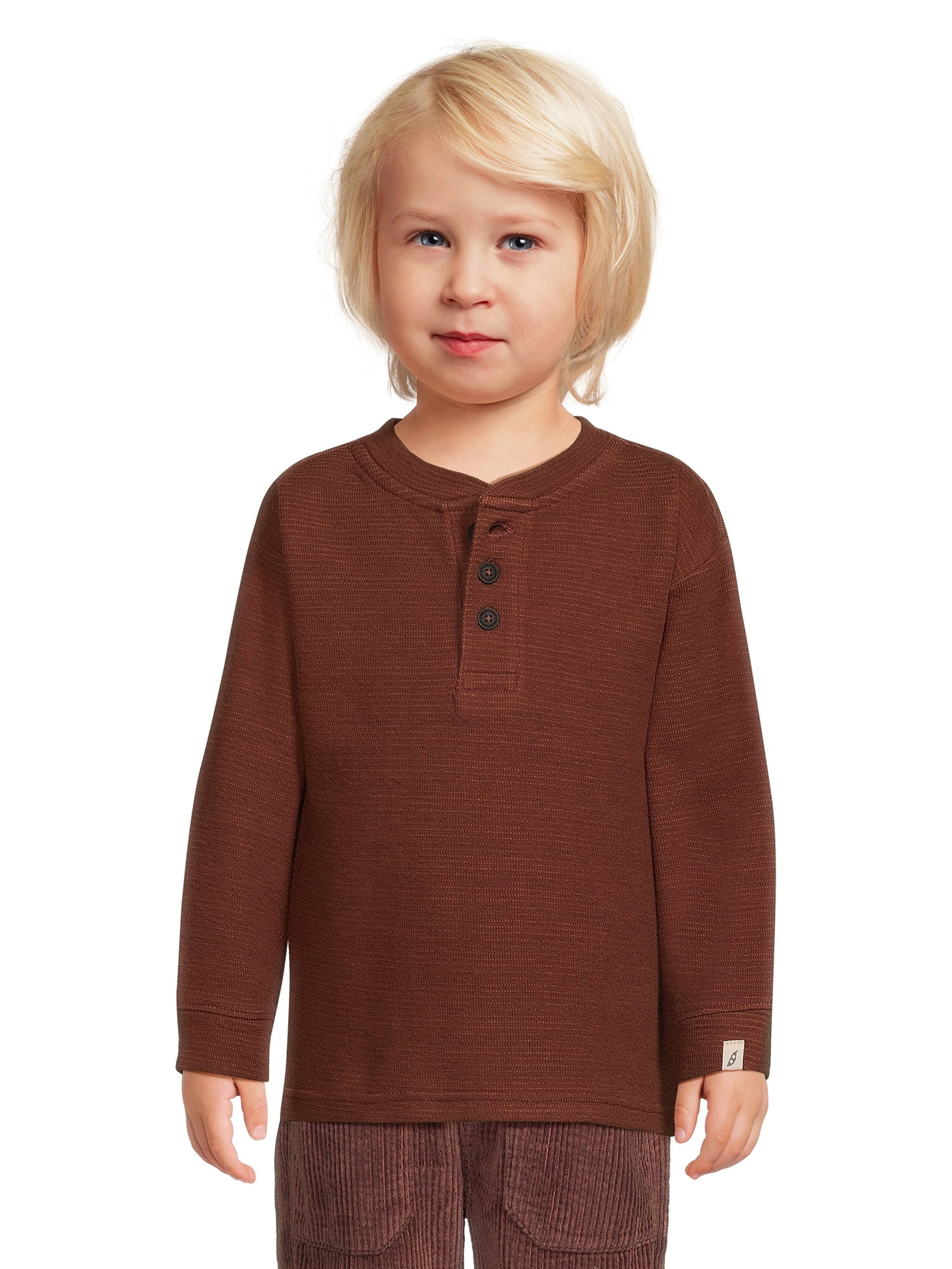 easypeasy Toddler Boy Long Sleeve Henley TShirt, Sizes 12 Months5T
