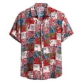 thumbnail image 1 of Leutsin Men Short-Sleeved Printed Color Buttons Cardigan Casual Shirt Tops, 1 of 3