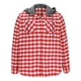 thumbnail image 2 of Men's Casual Button Down Brushed Plaid Shirt Jacket Hoodie Long Sleeve With Pocket Loose Fit Oversized Layering Piece Soft Warm Flannel For Fall Winter Streetwear | CSEONE,Red L, 2 of 8