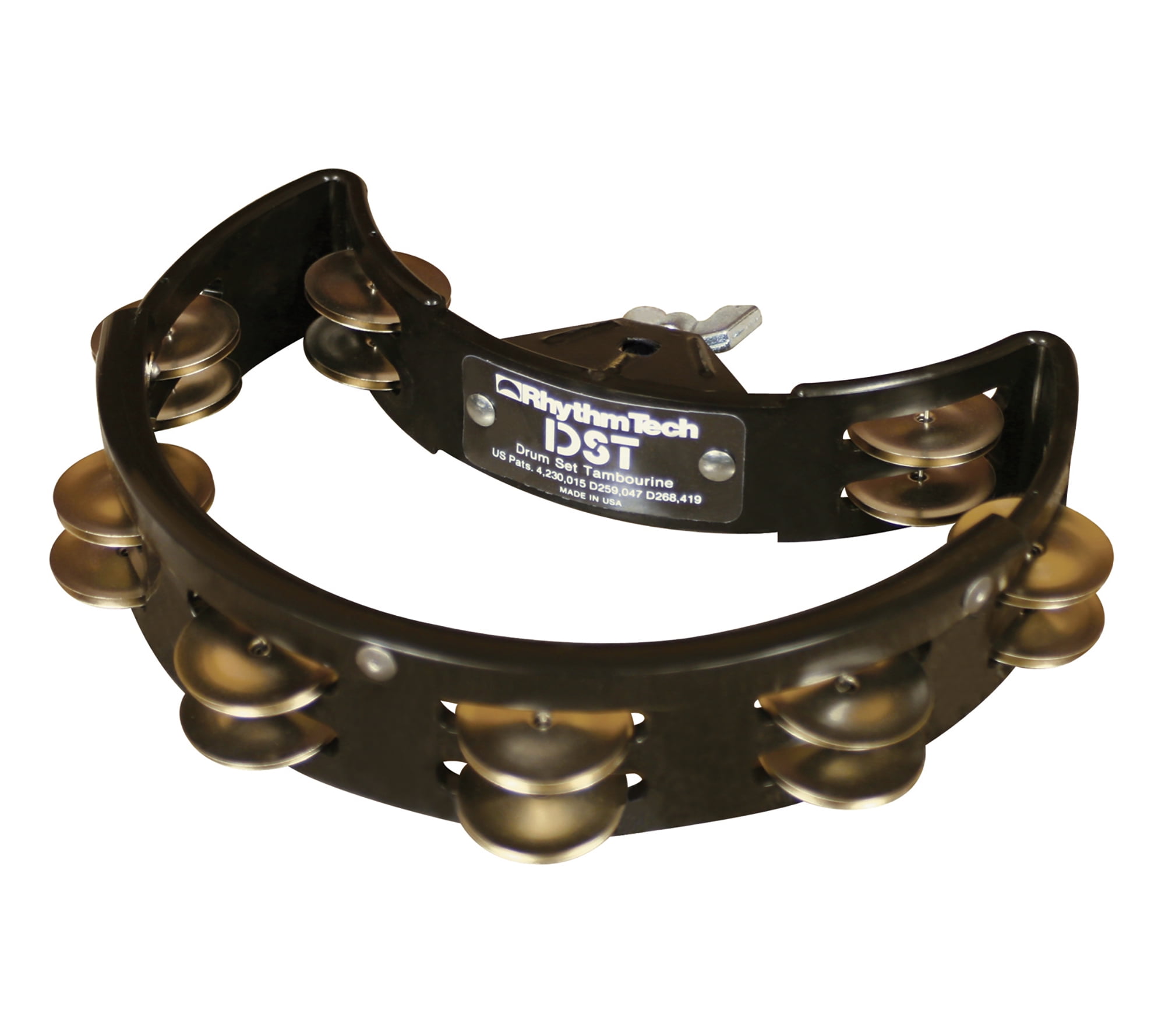 The Rhythm Tech Drum Set Tambourine And Mount BlackDouble Row Nickel