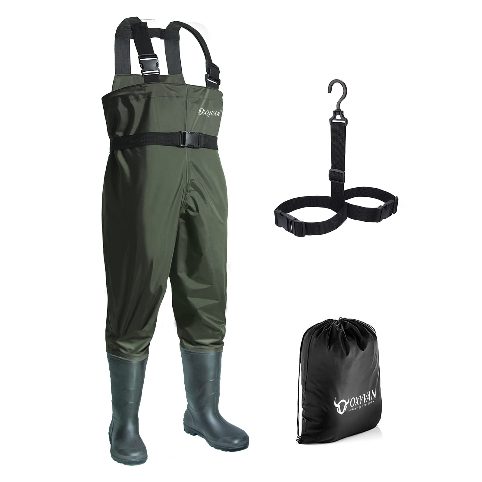 OXYVAN Chest Waders with Boots for Men & Women, Nylon/PVC Lightweight  Fishing Wader with Boots Hanger