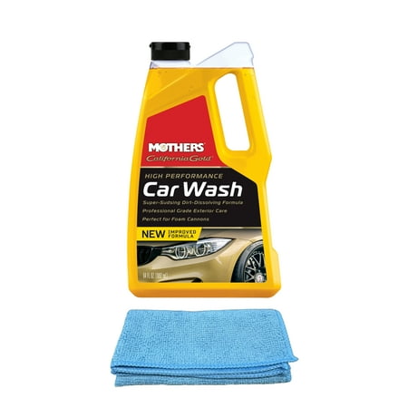 Mothers California Gold Car Wash (64 oz.), Bundled with a Microfiber Cloth (2 Items)