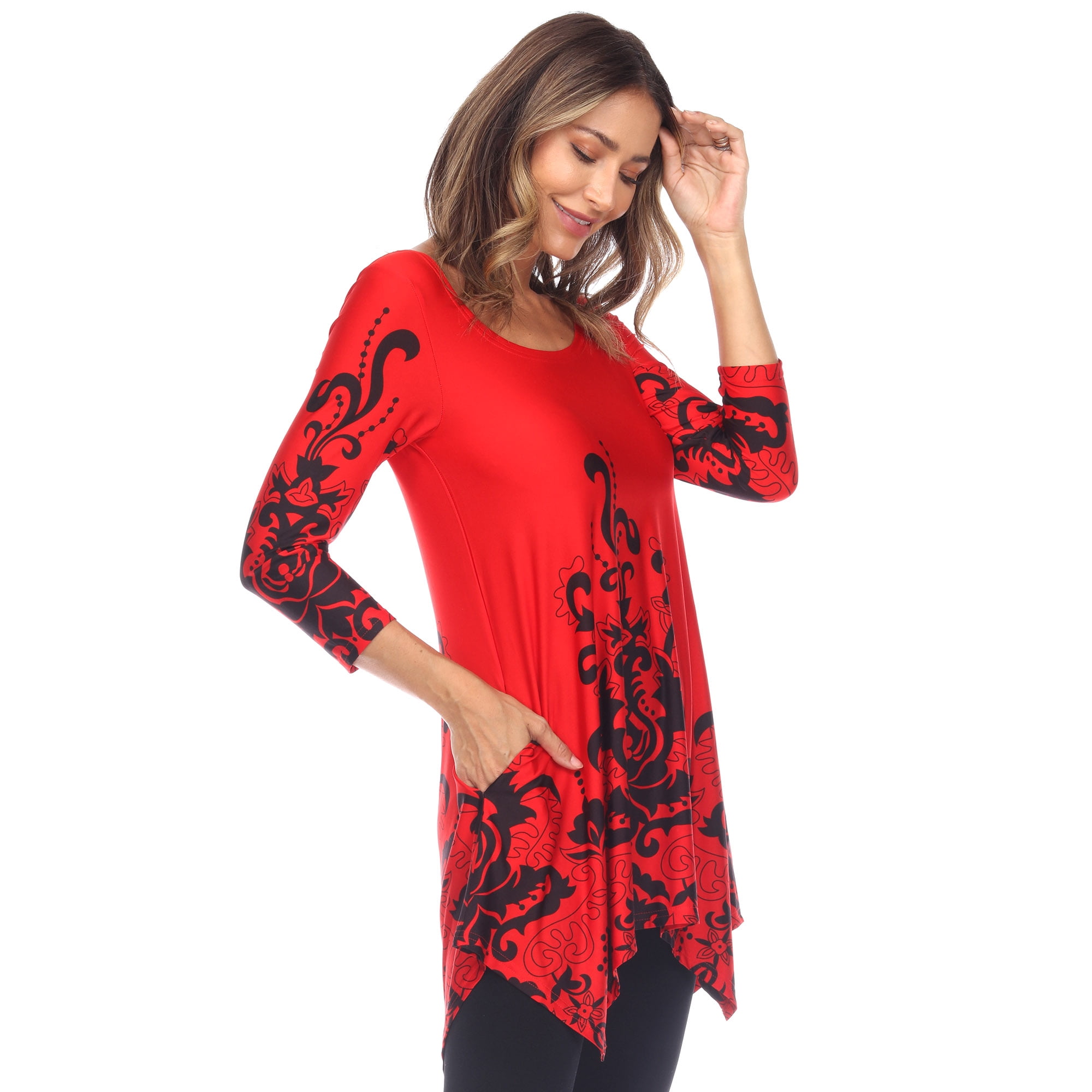 Women's Damask Print Tunic Top - image 2