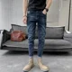 thumbnail image 4 of Pantalones vaqueros elásticos negros para hombre con bolsillos, pantalones vaqueros ajustados de diseño urbano, pantalones de nailon de alta calidad, baratos, 4 of 5