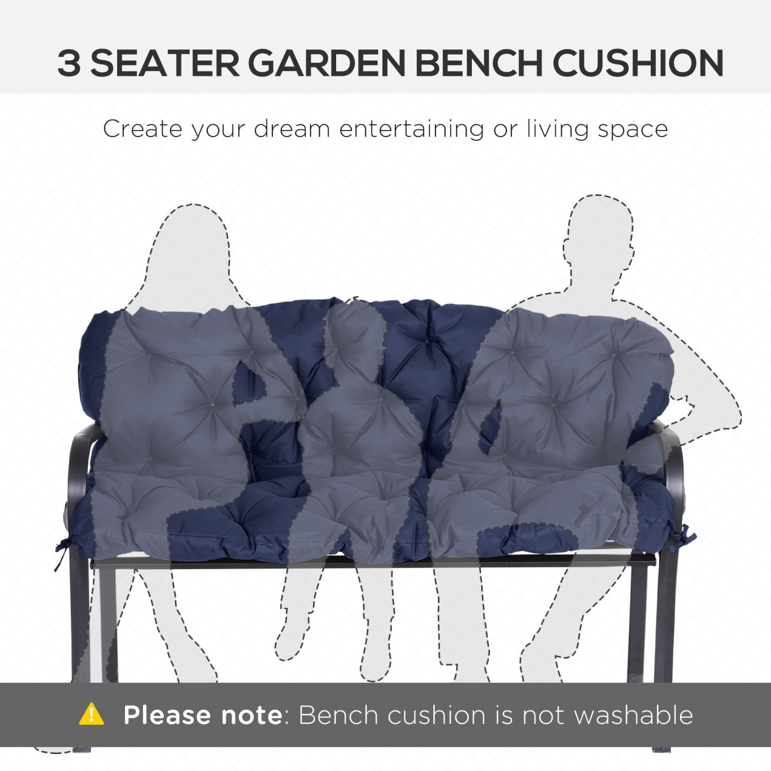 3-Seater Tufted Bench Cushion, Plush Comfort for Patio Swing, Sofa, Couches