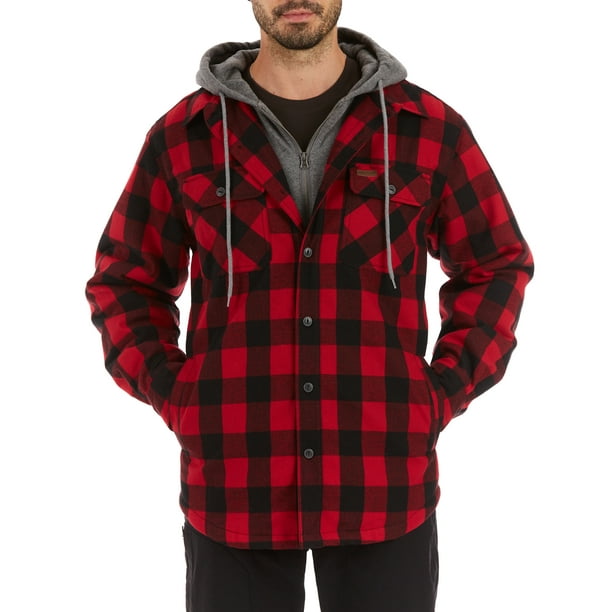 Smith's Workwear Sherpa Lined Hooded Flannel Shirt Jacket - Walmart.com