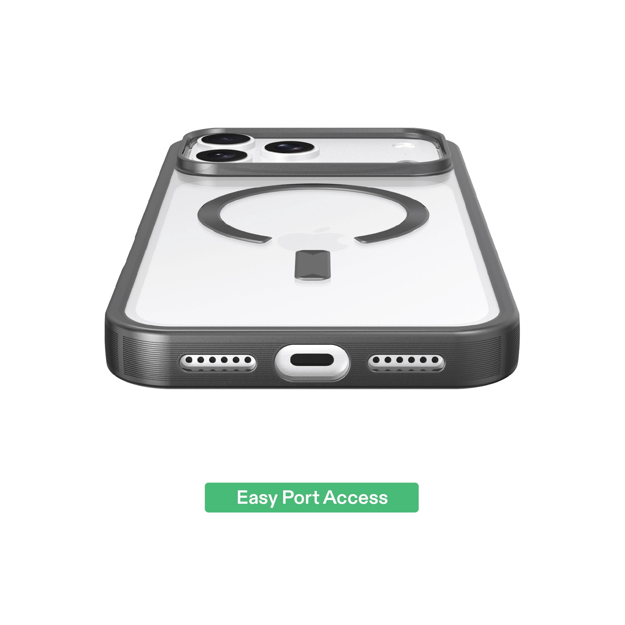 onn Phone Case for iPhone 18 Pro Max / 17 Pro Max, MagSafe Compatible - Clear/Metallic Gray