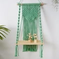 thumbnail image 1 of Estante flotante para colgar en la pared de macramé, soporte para colgar libros, organizador de almacenamiento para exteriores Verde perfecl Estante de pared de macramé, 1 of 7
