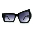 thumbnail image 1 of Womens Asymmetrical Raised Eyebrow Fun Diva Plastic Rectangle Sunglasses Black Smoke, 1 of 5