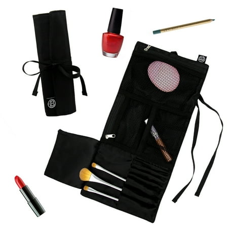 Beyond A Bag Cosmetic Tri-Fold Roll BB291 Black Cosmetic Purse Organizer Case Travel Storage