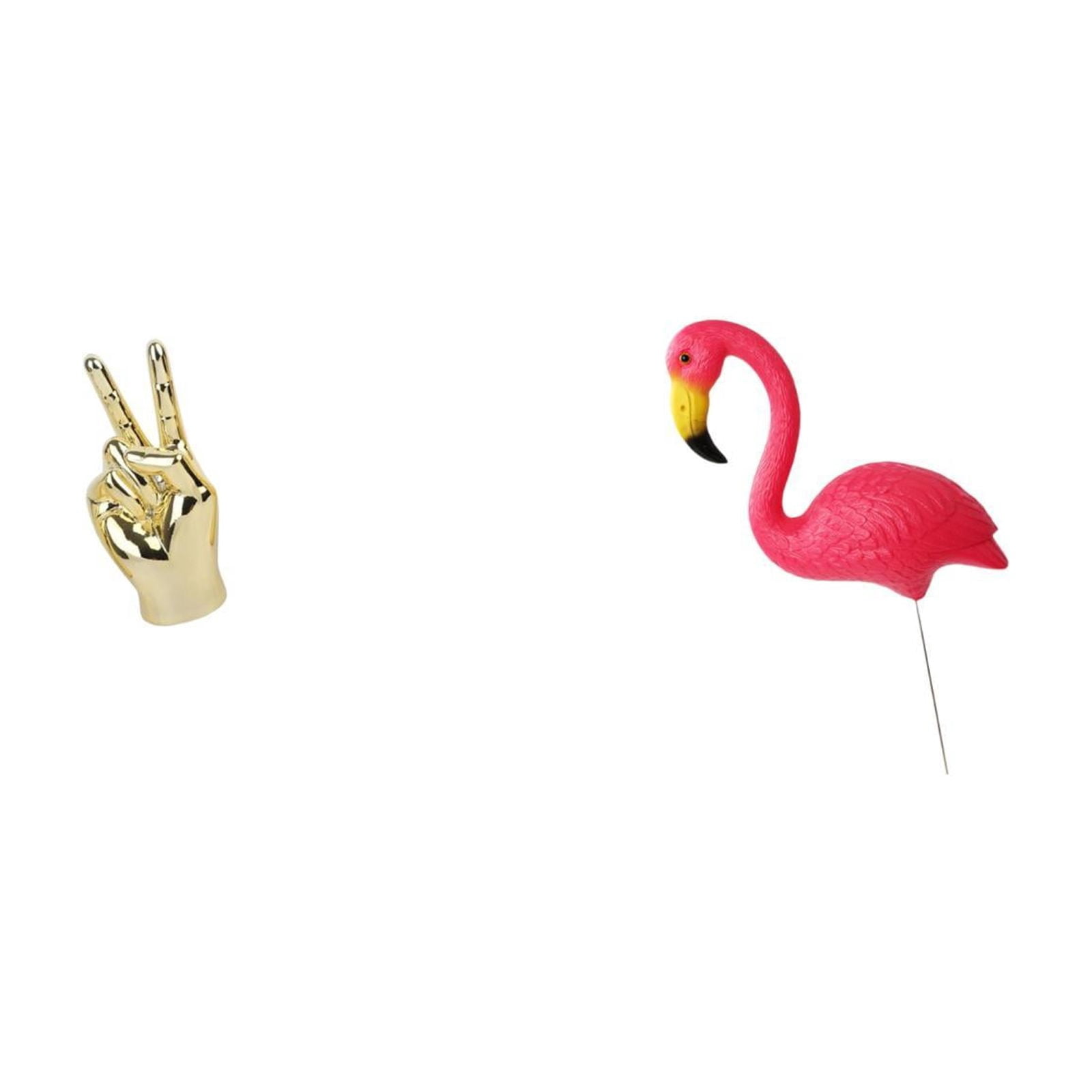 2 Pieces Hand Finger Gesture Statues Sculpture Flamingo Stake Resin Material for Home Lawn Yard Art Ornament