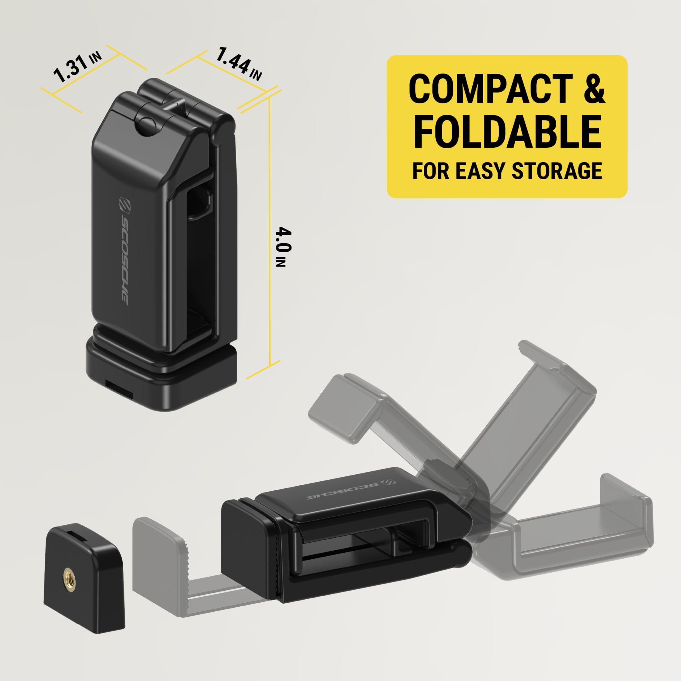 Scosche SUHTRVL-SP1 Universal 360° Adjustable Lightweight, Compact Travel Phone Mount or Stand Black
