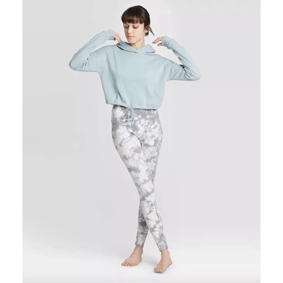 Love Tree Women's Tie Dye Ribbed Knit High Waisted Leggings Blue Size S