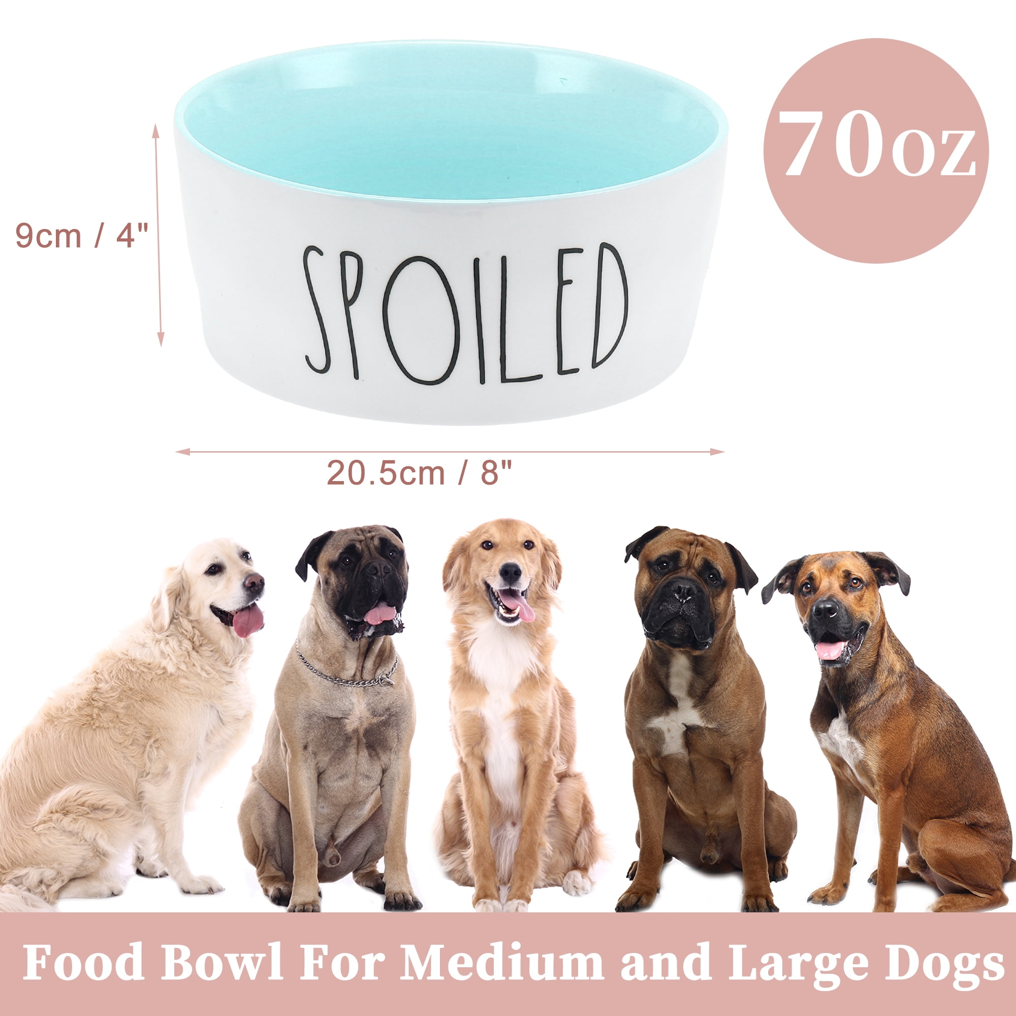 Unique Bargains 70Oz Ceramic Dog Bowl 8" Large Dog Water Bowl Non-Slip Dog Food Bowls for Large Dog Spill Proof Dog Bowl Blue