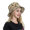 thumbnail image 4 of Yiaed Tropical Leaves Flower Print Reflective Stripe Bucket Hat Unisex Funny Outdoor Fisherman Cap Beach Sun Hat, 4 of 5