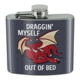 thumbnail image 1 of Draggin' Myself Out of Bed Dragon Stainless Steel 5oz Hip Drink Kidney Flask, 1 of 3