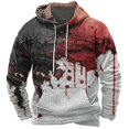 thumbnail image 2 of Men's Blood Graphic Print Hoodie Masquerade Party Essential Lightweight Horror Comfort Halloween Christmas Hooded Sweatshirt Polyester Spandex Blend Pocket Pullover, 2 of 5