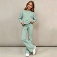thumbnail image 4 of BXJX Girls Outfit Sets 2 Piece, Crew Neck Long Sleeve Causal Sweatshirt and Flare Pants Sets Green Size 11-12 T, 4 of 6