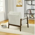 thumbnail image 5 of Roundhill Furniture Kelly Mid-Century Rubber Wood Velvet Serpentine Springs Foam Solid Print Armchair, White, 5 of 17
