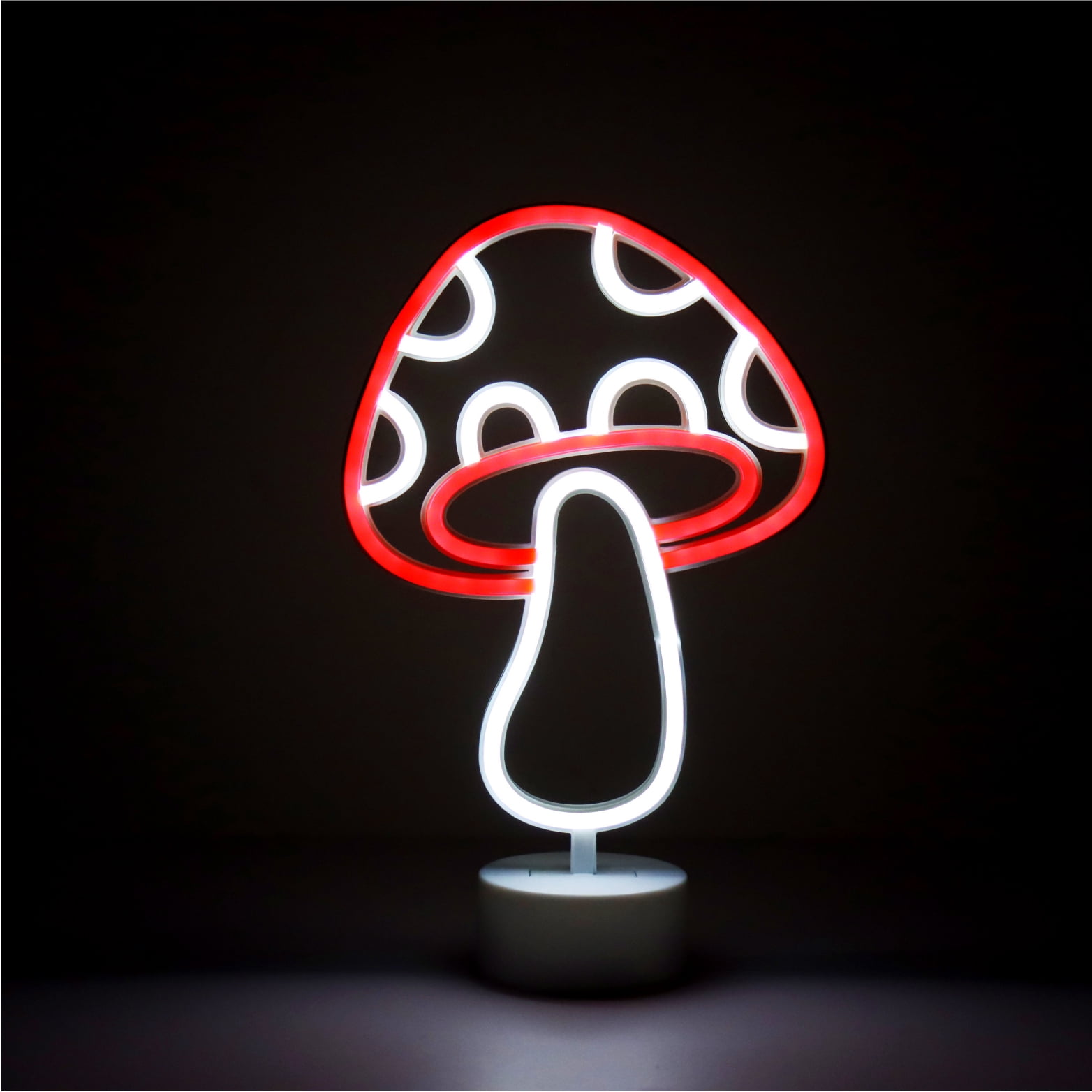Urban Shop 12.25" Mushroom LED Neon Table Light, Red and White