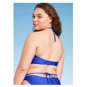 Women's Lightly Lined Ribbed Halter Bikini Top - Shade & Shore™ Blue 34B