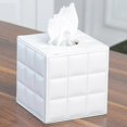 thumbnail image 1 of Leather tissue box, square paper tissue dispenser, black, 1 of 2