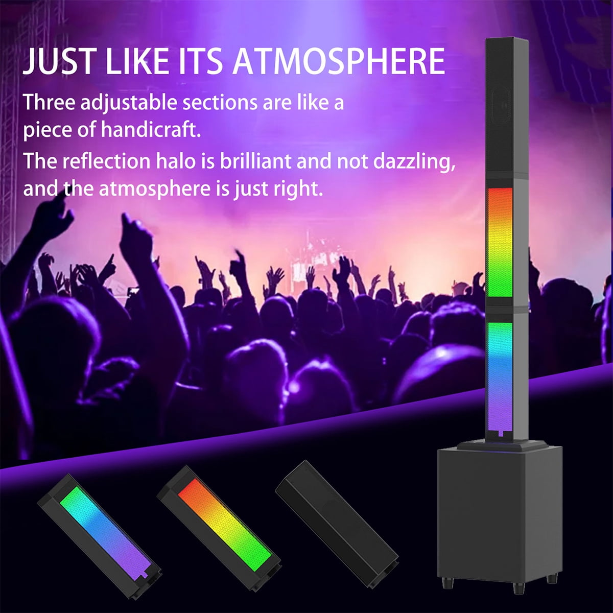 CURUK Bluetooth Surround Sound Speaker System 30W Subwoofer, 2* 15W Tweeter Detachable RGB Lights with Remote,  for Home Theater, TV, PC, K-Song, USB/AUX/TWS