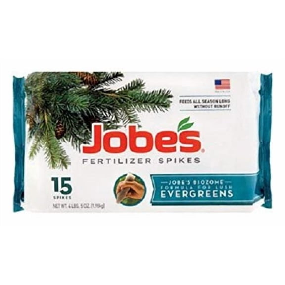 4-pack Jobe's Evergreen Fertilizer Spikes, 15 Spikes 4 Pack — Outdoor & Indoor Plant Use, Easy Application
