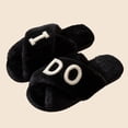 thumbnail image 5 of JUSLIO Womens House Slippers Crisscross Cross Strap Fuzzy Plush Open Toe Slides Non Slip Flat Sole House Slippers Black, 5 of 5