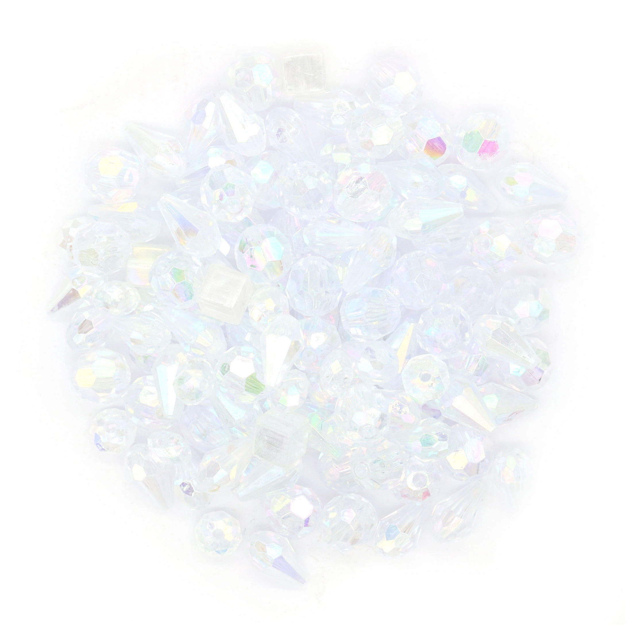 Creatology Mixed Faceted Clear Spacer Beads - Assorted Sizes 7.5mm-10mm Plastic Beads for Jewelry & Crafts, 12 Pack
