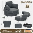 thumbnail image 3 of MEISSALIVVE Swivel Accent Chair with Half Moon Ottoman, Round Chairs with Drawer Storage for Living Room, 360° Barrel Chair with USB Charging Port (Gray Corduroy), 3 of 8