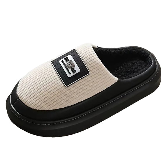 Rokment Platform Slippers for Women Men Cute Bear Animal Fleece Lined Winter Warm Memory Foam Bedroom Home House Shoes Indoor Outdoor Couples Black Size 8
