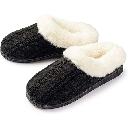 Girls Cable Knit Slippers Fleece Lined House Shoe | Walmart Canada