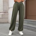 thumbnail image 6 of Gyexs Barrel Sweatpants Women High Elastic Waist Flowy Sweater Pants High Waisted Athletic Joggers with Drawstring, Army Green, Size L, 6 of 8