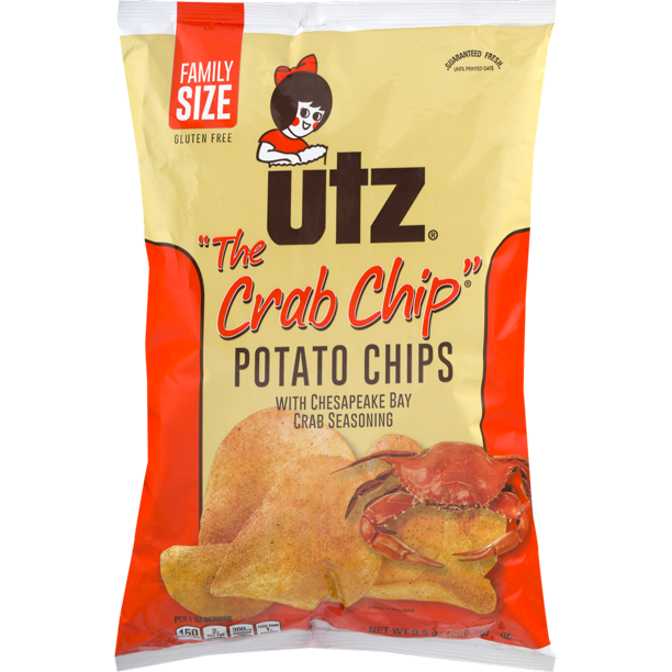 Utz Potato Chips "The Crab Chip" 9 oz. Family Sized Bag (4 Bags)