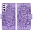 thumbnail image 6 of Compatible with Samsung Galaxy S22 5G Wallet Case and Tempered Glass Screen Protector Flower Leather Flip Card Holder Stand Cell Accessories Phone Cover for Gaxaly S 22 22S G5 Women Men Purple, 6 of 15