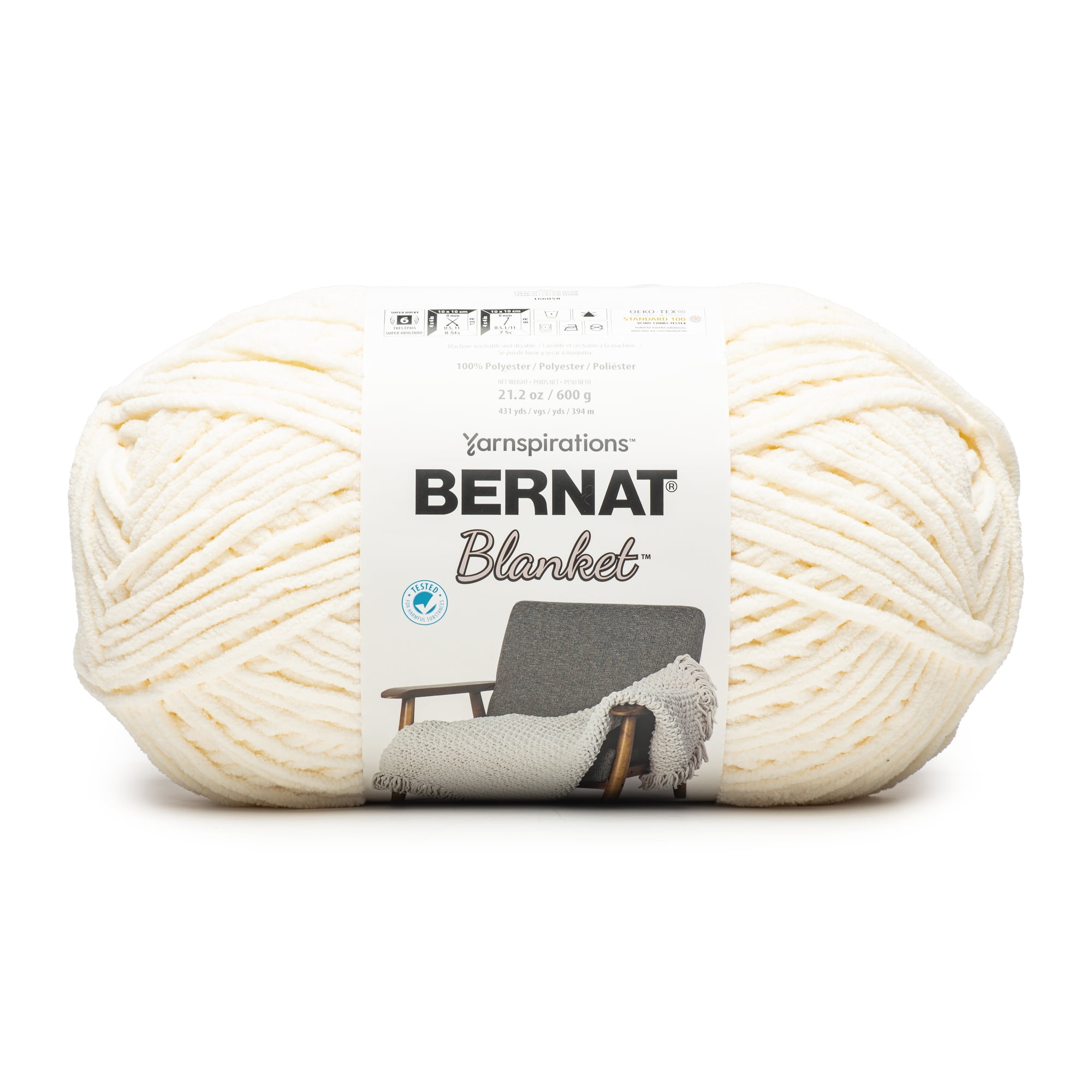 Bernat® Blanket™ #6 Super Bulky Polyester Yarn, Vintage White 21.2oz/600g 431 Yards