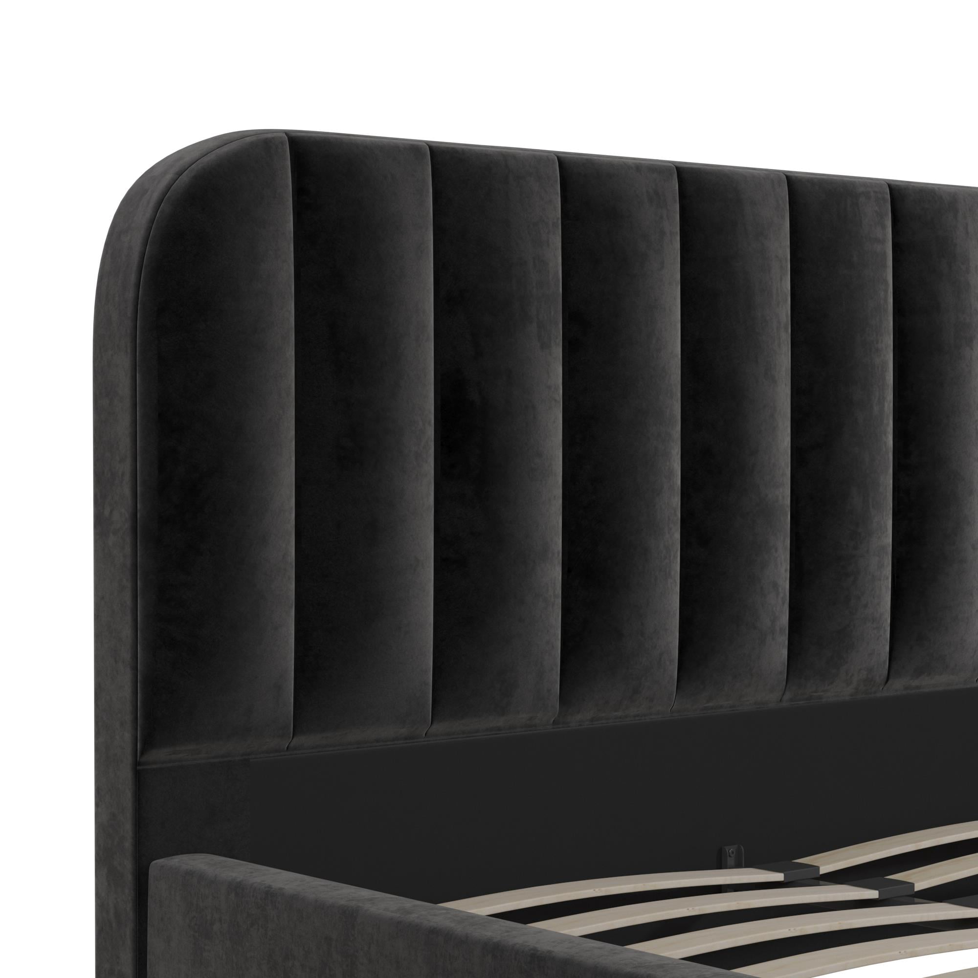 DHP Callie Upholstered Platform Bed, Queen, Black Velvet
