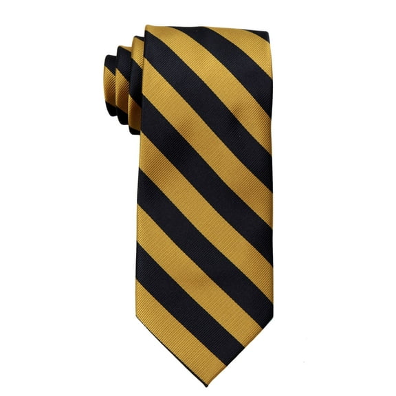 Mens College Striped Necktie Ties - Gold Black