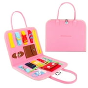 Zalmoxe Busy Board for Toddler Sensory Toys, Educational Montessori Toys with Buckles-Gifts for 1 2 3 4 Year Old Girls Boys Learning Basic Dress Skills Preschool Toddler Activities Travel Toys(Pink)