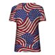 thumbnail image 5 of Moda mujer manga corta cuello en V bandera impresa Casual camiseta Tops blusa Pompotops  hkajfhjk465521, 5 of 5