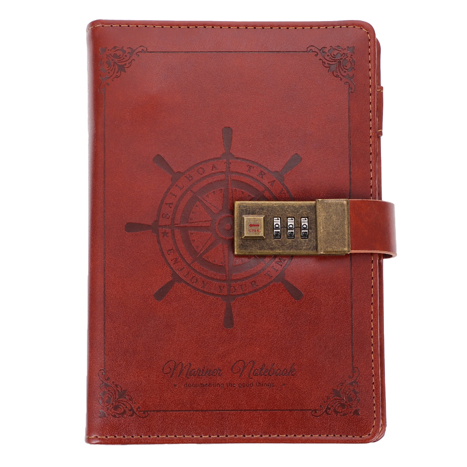 1pc PU Retro Note Pad Notebook PU Password Book Notebook Coded Lock Diary Book