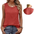 thumbnail image 4 of Cotton Linen Tank Tops for Women Summer Casual Comfy Sleeveless Linen Shirts Loose Lightweight Gauze Cami Red S, 4 of 6