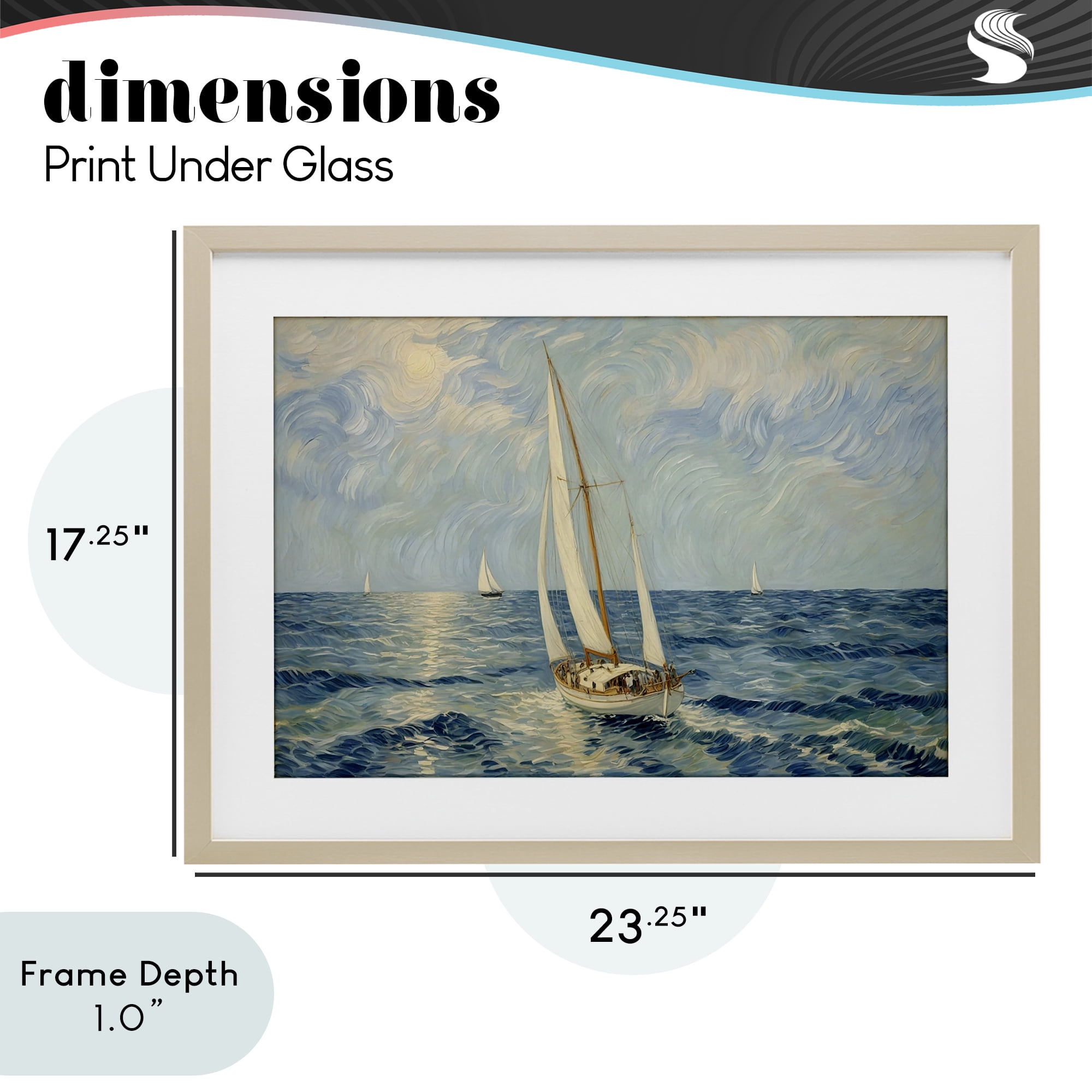 Stupell Industries Sailing Yacht on Blue Sea Birch Framed Print Under Glass, design by Angie Hawke