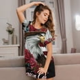 thumbnail image 3 of Vsdgher Aigle avec Chapeau et Motif de Roses Chemise de Nuit à Manches Courtes Col Rond Mignonne Robe de Nuit Confortable, 3 of 6