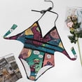 thumbnail image 4 of Comedy Invader Zim Women's Swimwear Strap One Piece Backless Tummy Control V Neck Swimsuit Summer Beach Vacation Bathing Suit, 4 of 7