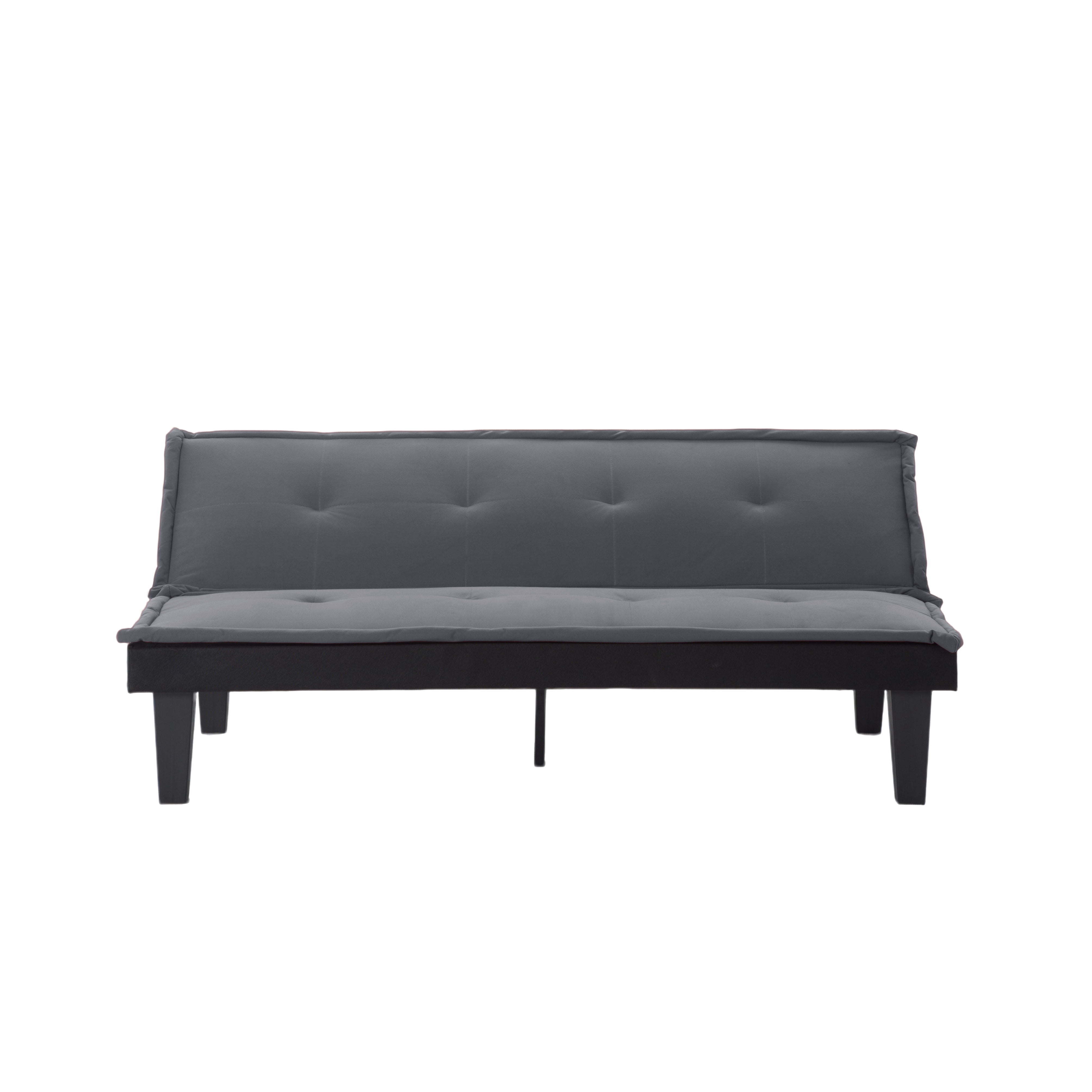Gewnee 62.99”Faux Suede Futon Sofa Bed – 5-Position Adjustable Backrest,Convertible Sleeper,Metal & Wood Frame,for Home,Office,Guest Room.Dark Grey